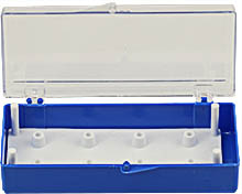 EM Tec SB8 small size clear styrene box for 8 standard 12.7mm SEM pin stubs