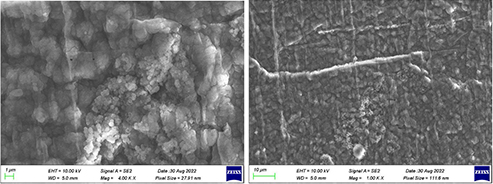 Lithium foil sample stored in ambient air for one hour